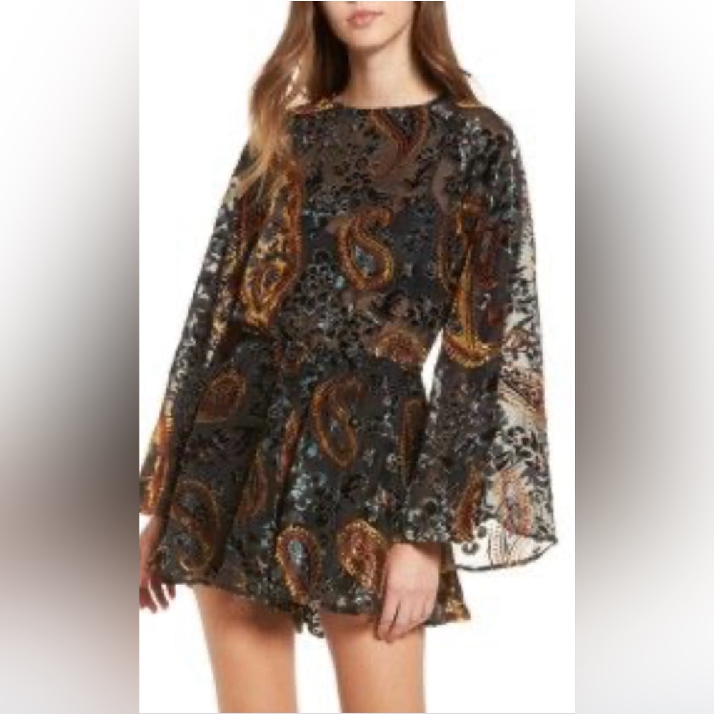 Lioness Backless Burnout Velvet Romper